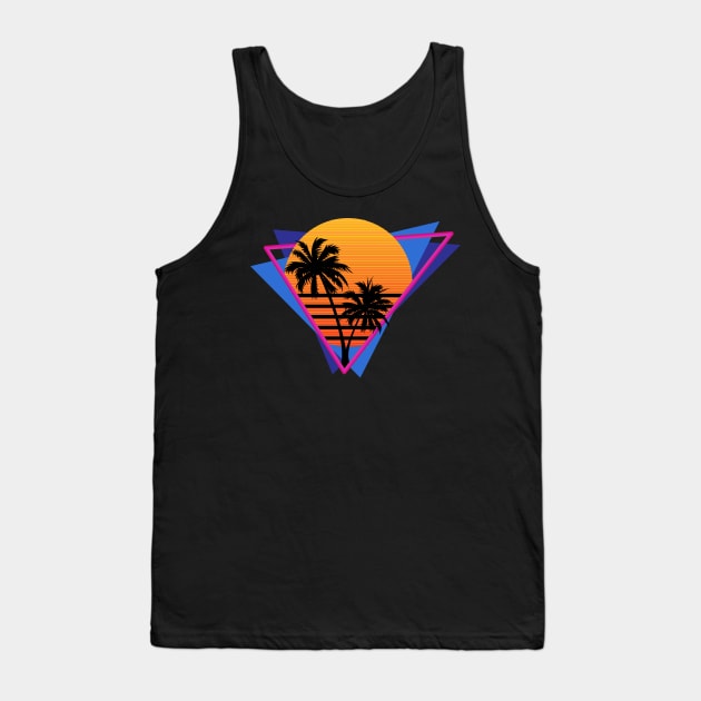 80s Inspired Synthwave Sunset Design Tank Top by Brobocop